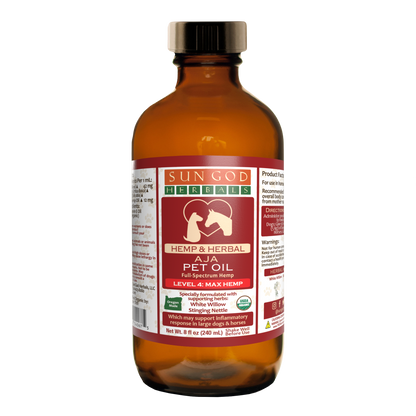 Organic Aja Body Relief Hemp Pet Oil-Level 4 Hemp: for Horses and Large Dogs