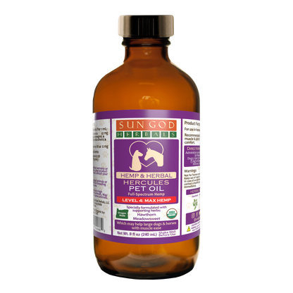 Organic Hercules Muscle Relief Hemp Pet Oil-Level 4 Max Hemp: for Horses and Large Dogs